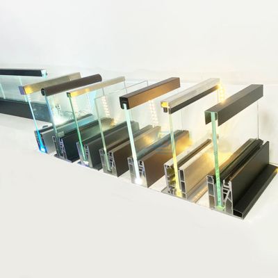 Aluminum Profile U Channel With Handrail For Glass Railing Balustrade